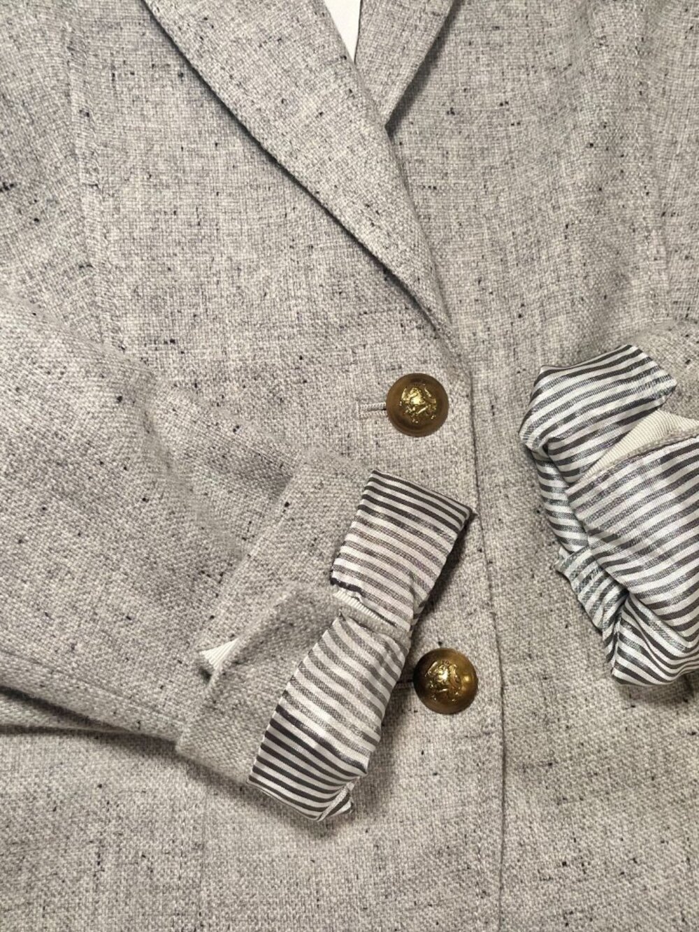 BR Tailored Speckled Gray Wool Blend Tweed Jacket - Picture 7 of 13